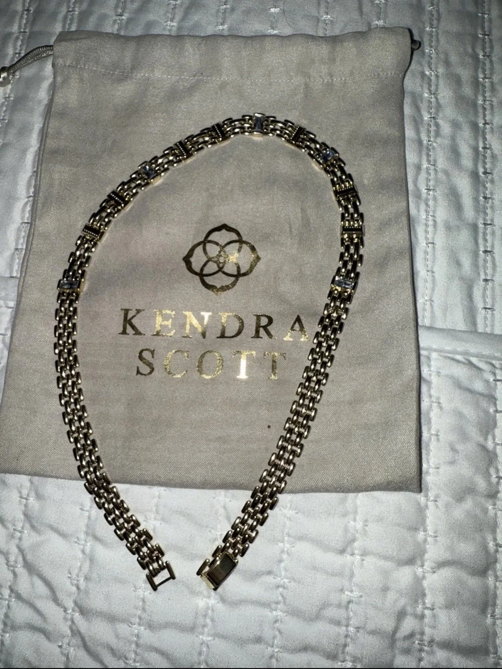 Kendra Scott Lesley Chain Necklace Gold 14k gold plated brass crystal MSRP $98